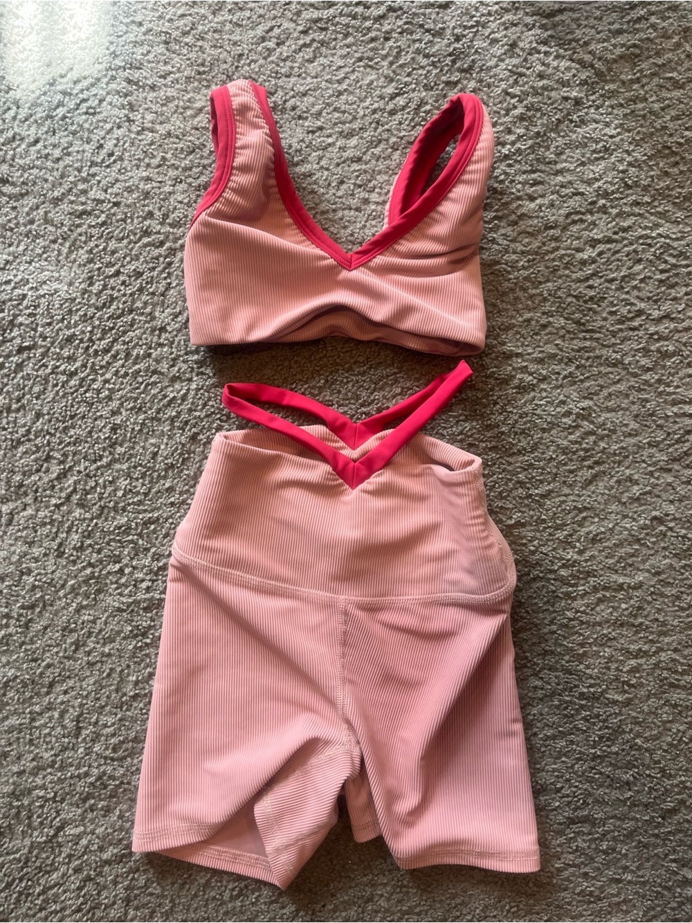 Five Dancewear V-Neck Sports Bra & High-Waist Biker Shorts Set